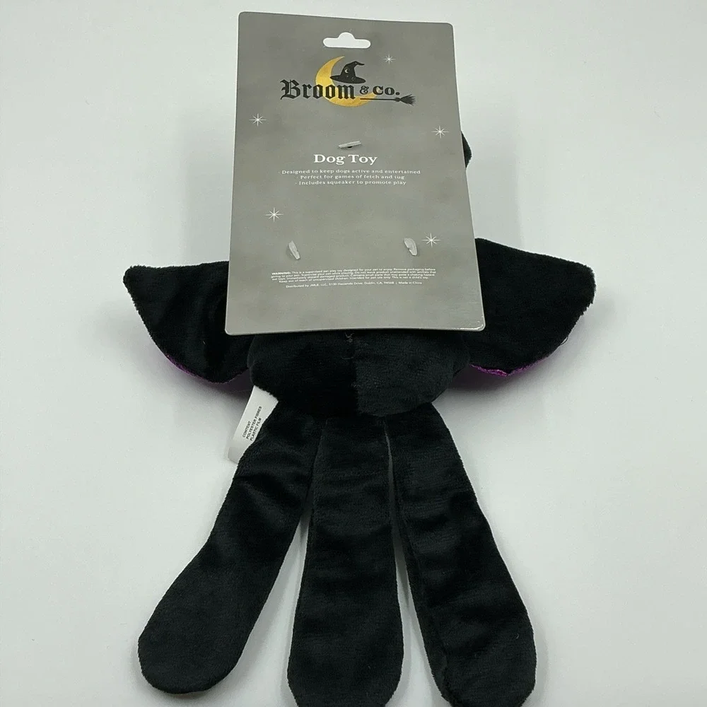 Broom & Co. Vampire Bat Dog Toy Squeaker Crinkle Fetch And Tug Halloween Goth